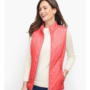NWT Talbots Diamond Quilted Vest XS Coral pink